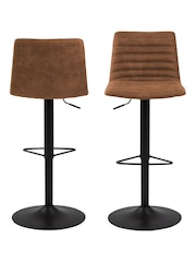 Actona Set of 2 Brown Kimmy Bar Stools - Image 4 of 6