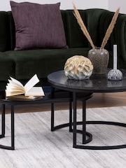 Actona Black Spiro Round Oval Coffee Table Set - Image 1 of 6