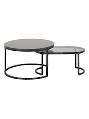 Actona Black Spiro Round Oval Coffee Table Set - Image 3 of 6