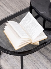 Actona Black Spiro Round Oval Coffee Table Set - Image 4 of 6