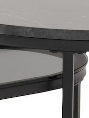 Actona Black Spiro Round Oval Coffee Table Set - Image 6 of 6