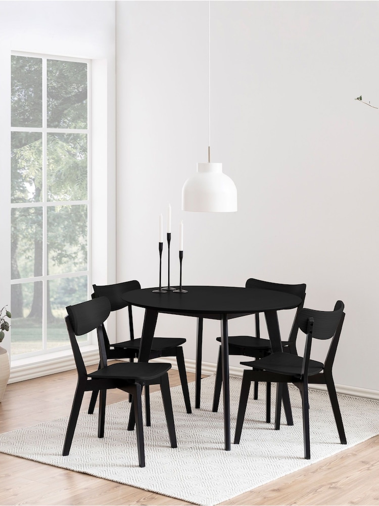 Actona Black Roxby 4 Seater Compact Round Dining Table - Image 1 of 6