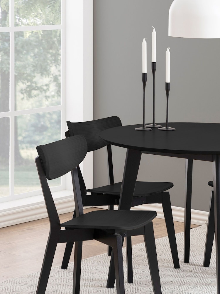 Actona Black Roxby 4 Seater Compact Round Dining Table - Image 2 of 6