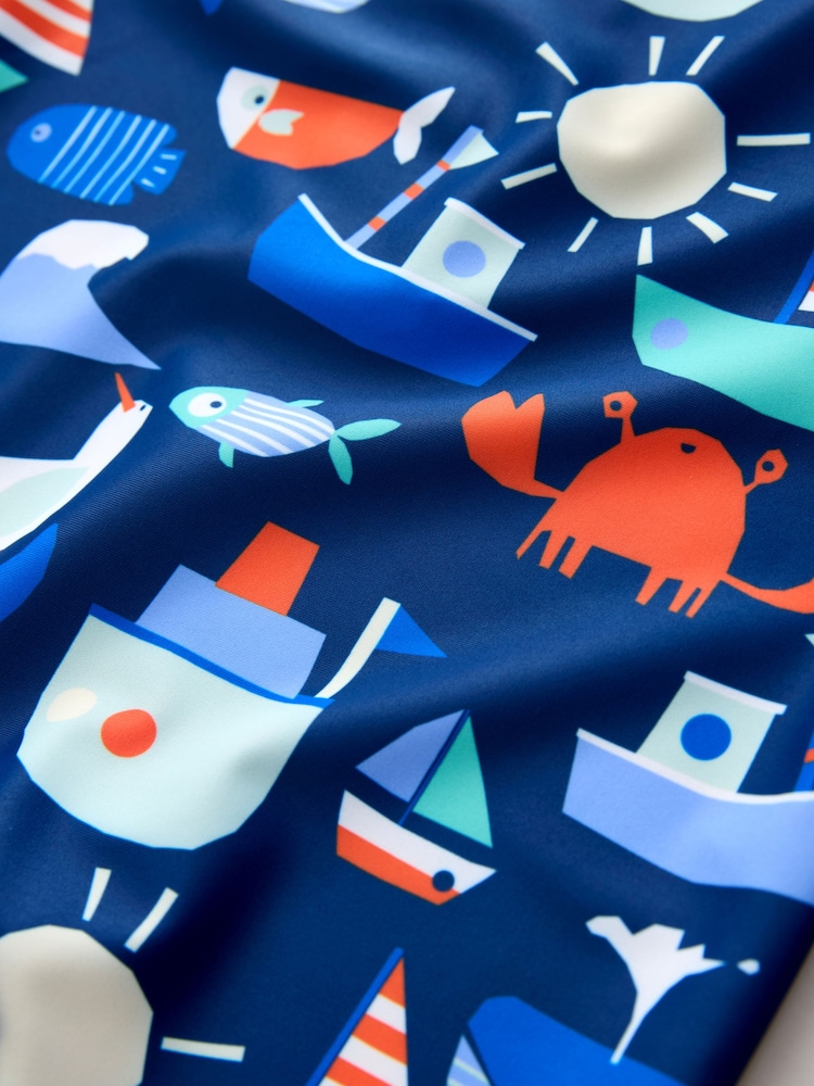 Navy Nautical Sunsafe All-In-One Swimsuit (3mths-7yrs) - Image 4 of 4 Navy Nautical Sunsafe All-In-One Swimsuit (3mths-7yrs) - Image 4 of 4