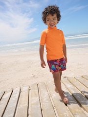 Orange Short Sleeve Sunsafe Rash Vest and Swim Shorts Set (3mths-7yrs) - Image 1 of 9