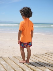 Orange Short Sleeve Sunsafe Rash Vest and Swim Shorts Set (3mths-7yrs) - Image 2 of 9
