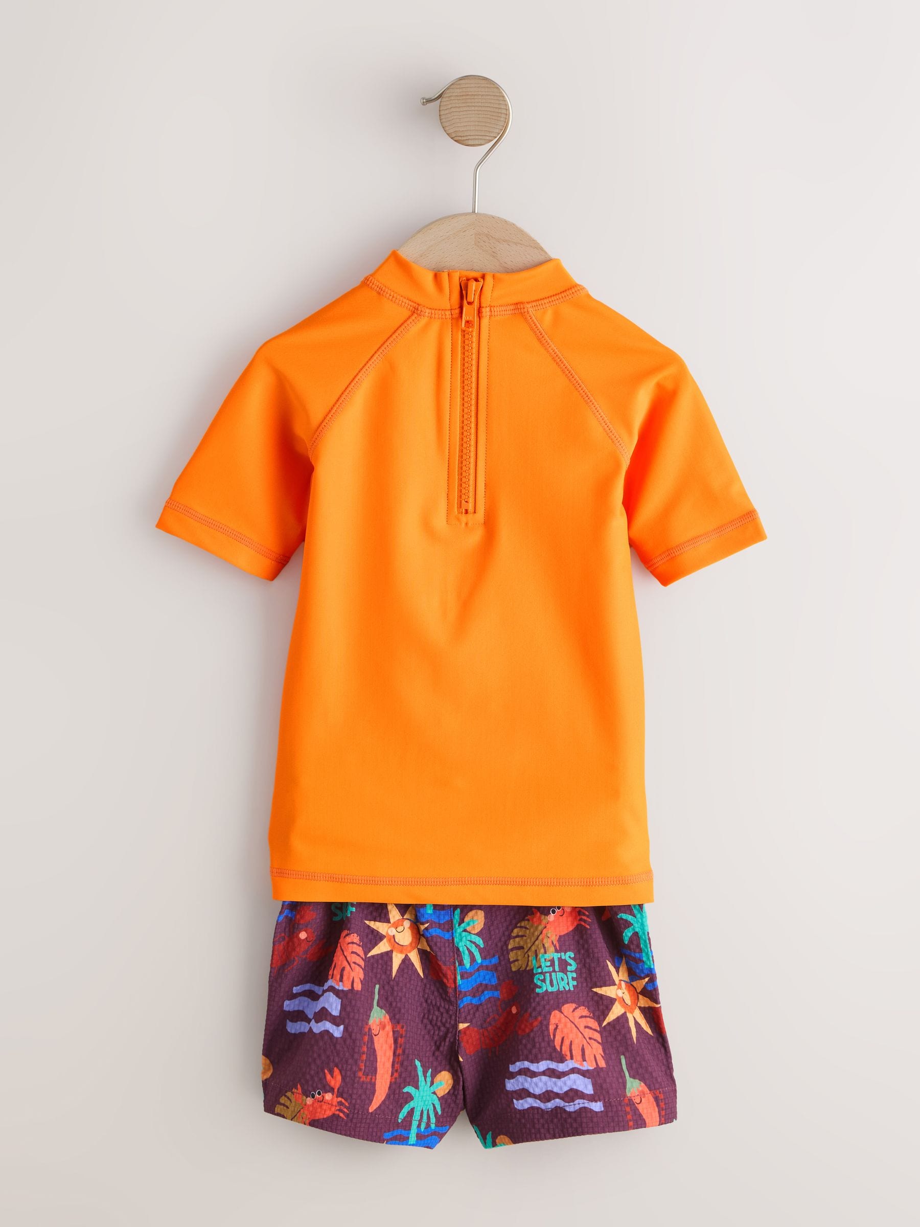 Buy Orange Short Sleeve Sunsafe Rash Vest and Swim Shorts Set