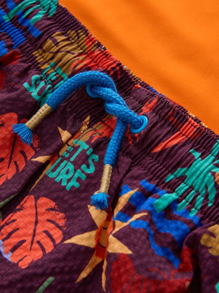 Orange Short Sleeve Sunsafe Rash Vest and Swim Shorts Set (3mths-7yrs) - Image 9 of 9