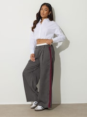 PixieGirl Petite Grey Boxer Pin Sidestripe Trousers - Image 1 of 5