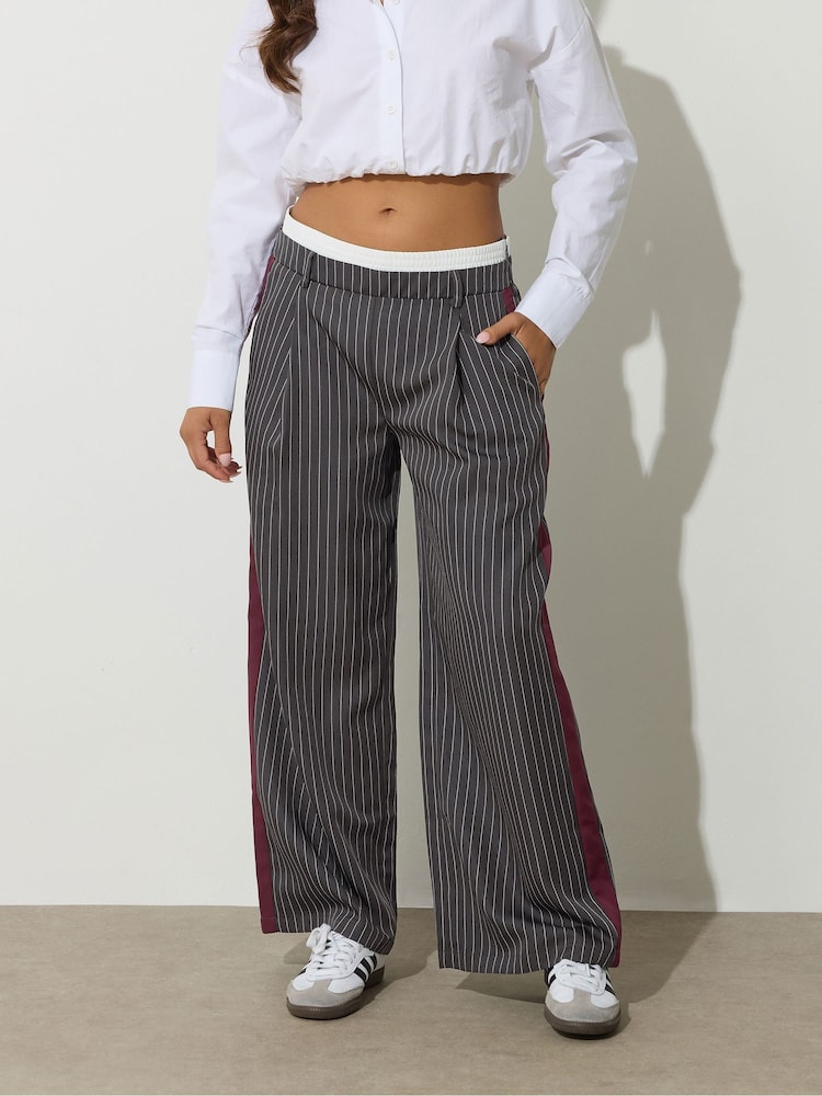 PixieGirl Petite Grey Boxer Pin Sidestripe Trousers - Image 2 of 5
