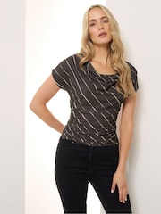 Long Tall Sally Natural Diagonal Stripe Cowl Top - Image 1 of 6