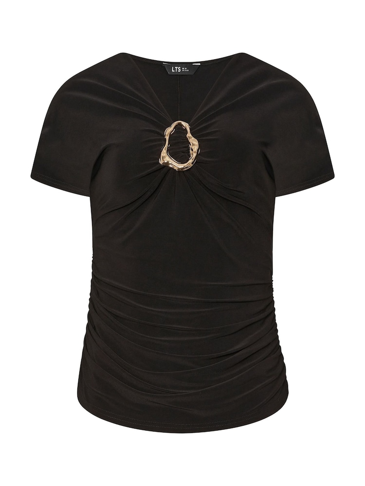 Long Tall Sally Black Buckle Ruched Top - Image 5 of 5