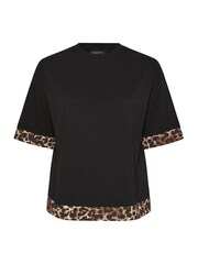 Yours Curve Black Limited Leopard Print Detail Body Top - Image 5 of 5