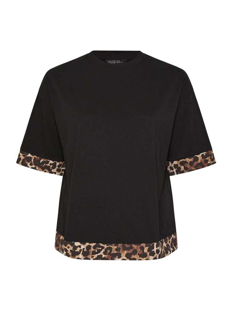 Yours Curve Black Limited Leopard Print Detail Body Top - Image 5 of 5