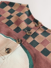 Vogelprint - Boxy T-shirt met korte mouwen van linnen - Afbeelding 7 van 8