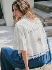 Ecru Stripe N. Premium Short Sleeve Shirt - Image 1 of 9