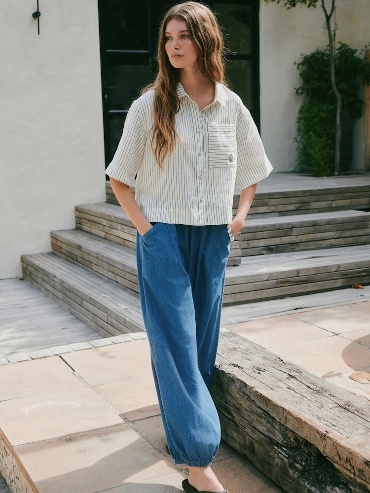 Ecru Stripe N. Premium Short Sleeve Shirt - Image 2 of 9