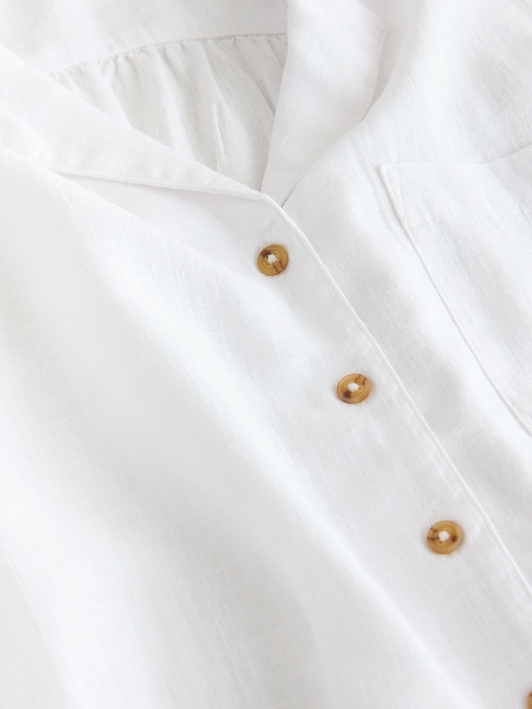 White Revere Collar Sleeveless Shirt with Linen - Image 8 of 8 White Revere Collar Sleeveless Shirt with Linen - Image 8 of 8