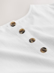 White Short Sleeve Boxy T-Shirt with Linen - Image 6 of 7