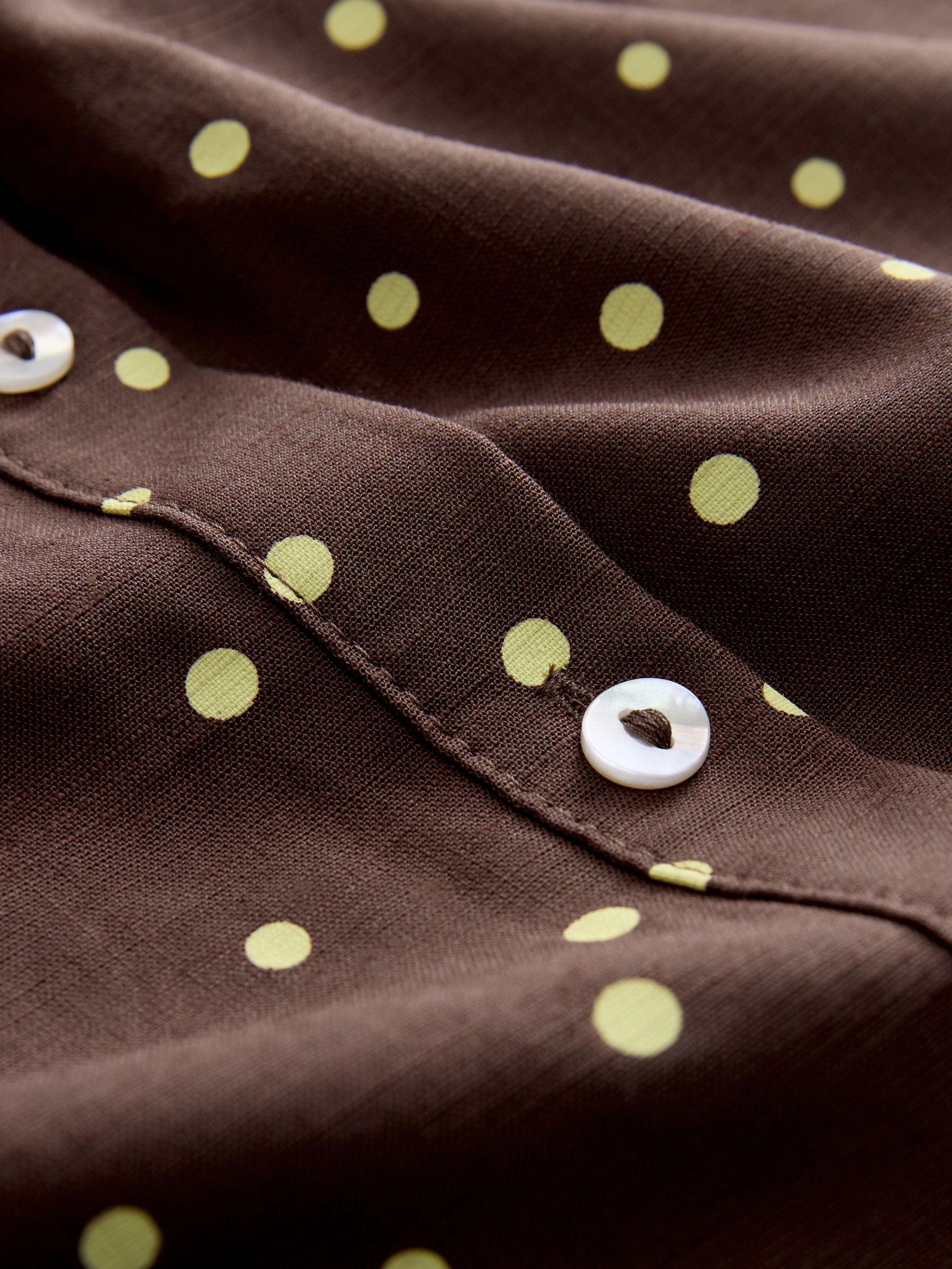 Buy Brown/Yellow Polka Dot Short Sleeve Shirt with Linen from Next USA