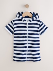 নেভি Stripe - টাওয়েলিং জিপ থ্রু কভার-আপ (3মাস-7বছর) - 8এর মধ্যে 5 ছবি