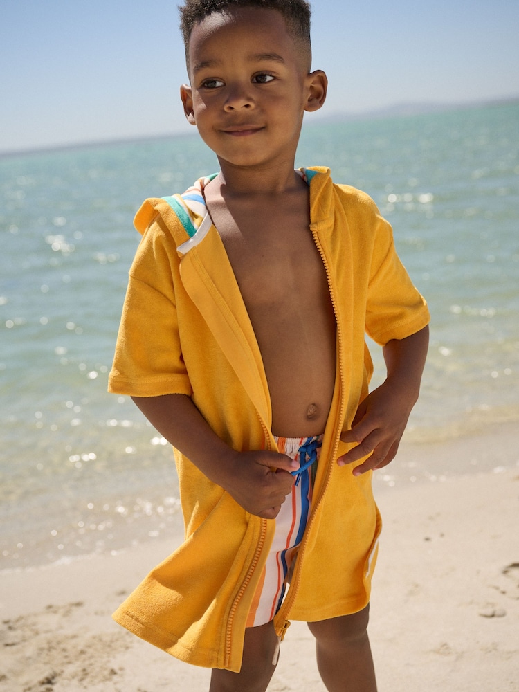 Orange - টাওয়েলিং জিপ থ্রু কভার-আপ (3মাস-7বছর) - 8এর মধ্যে 2 ছবি