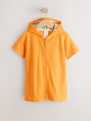 Orange - টাওয়েলিং জিপ থ্রু কভার-আপ (3মাস-7বছর) - 8এর মধ্যে 5 ছবি