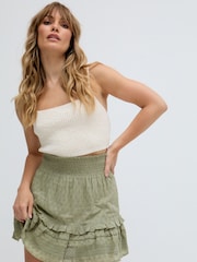 Raffya Green Skye Tiered Hem Embroidered Mini Skirt - Image 3 of 5