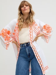 Raffya White Lupe Edge To Edge Embroidered Kimono - Image 3 of 5