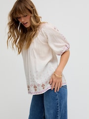 Raffya Alba Short Sleeve Embroidered Blouse - Imagen 2 de 4