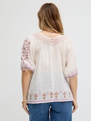 Raffya Alba Short Sleeve Embroidered Blouse - Imagen 4 de 4