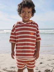 Rust Brown Stripe Towelling Top and Shorts Set (3mths-7yrs) - Image 2 of 9