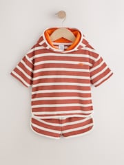 Rust Brown Stripe Towelling Top and Shorts Set (3mths-7yrs) - Image 6 of 9