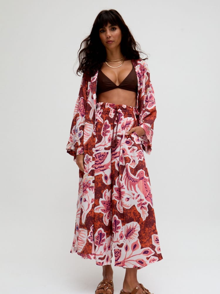 Raffya Pink Amelia Edge To Edge Embellished Kimono - Image 1 of 5