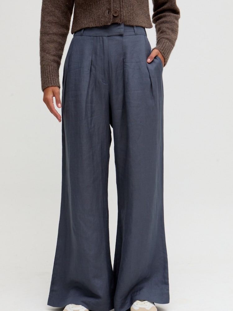 Raffya Blue Helena Wide Leg Trousers - Image 1 of 5