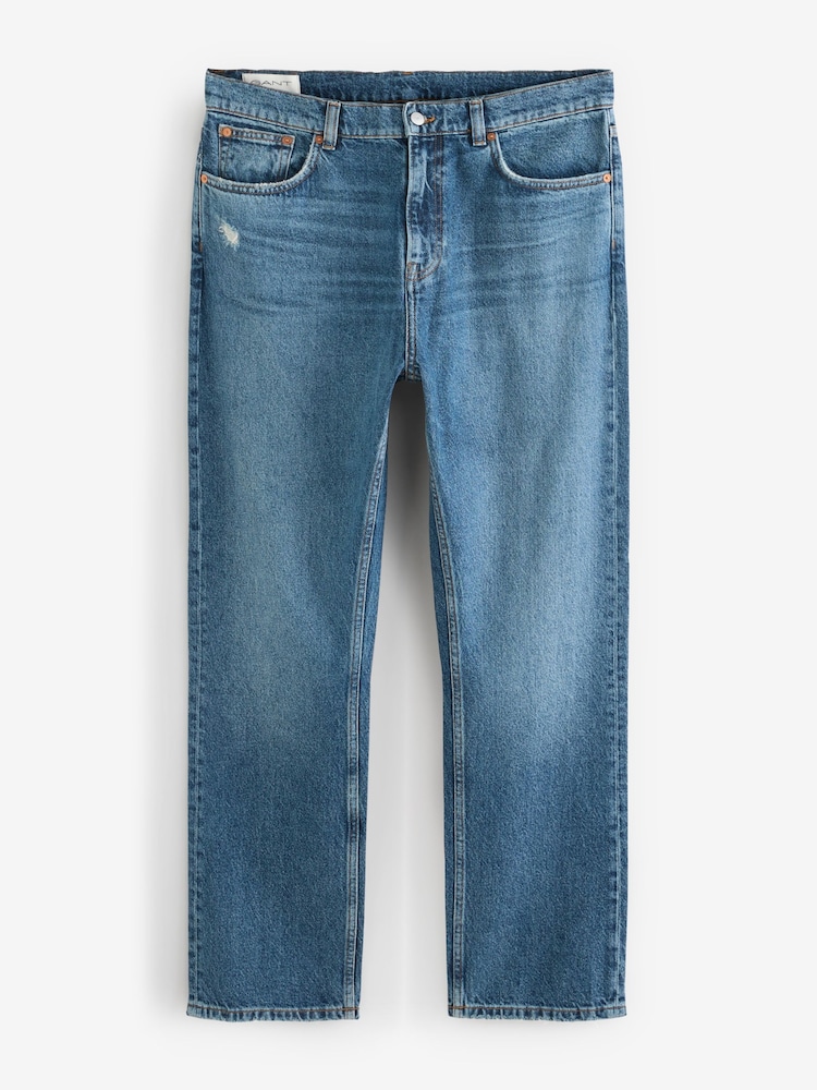 GANT Blue Straight Fit Stretch Denim Jeans - Image 1 of 1