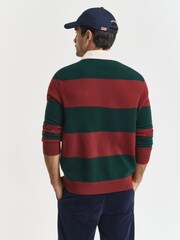 GANT Green Lambswool Block Stripe Rugby Shirt - Image 2 of 2