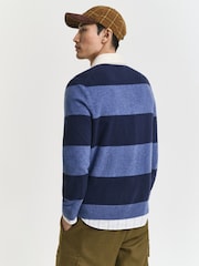 GANT Blue Lambswool Block Stripe Rugby Shirt - Image 2 of 5
