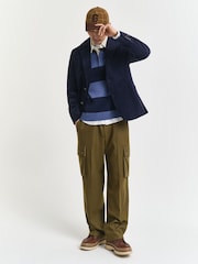 GANT Blue Lambswool Block Stripe Rugby Shirt - Image 4 of 5