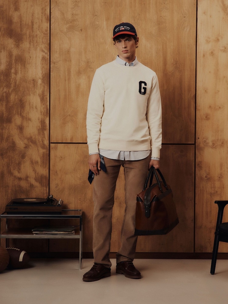 GANT Cream Preppy G Logo Sweatshirt - Image 1 of 5