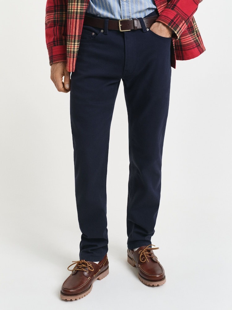 GANT Blue Regular Fit Soft Twill Stretch Cotton Jeans - Image 1 of 5