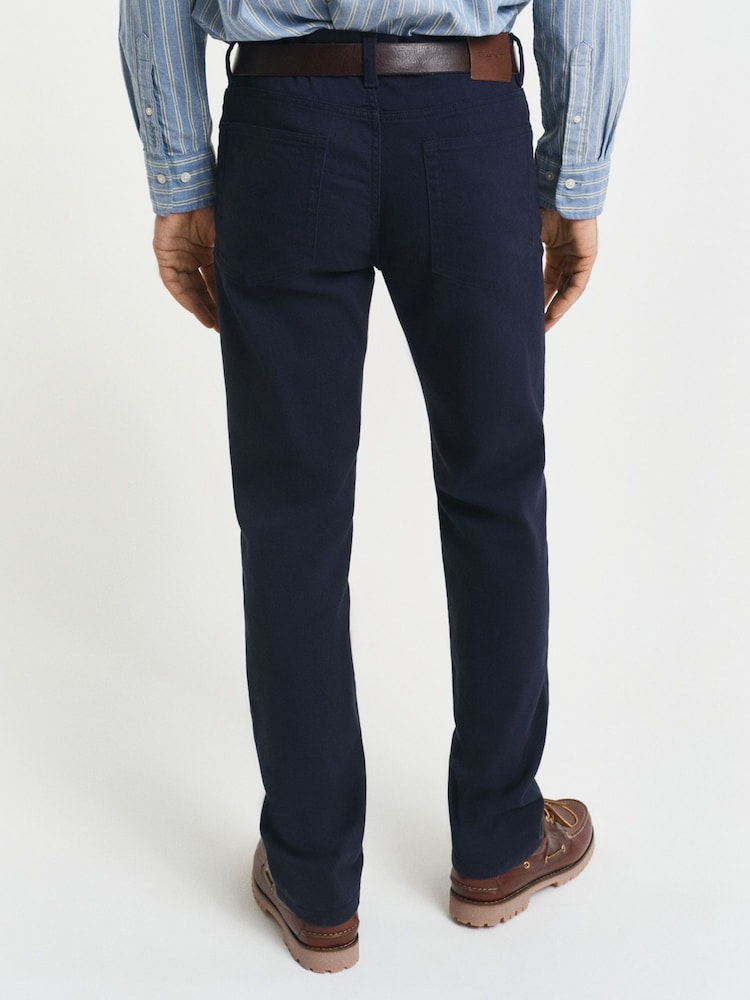 GANT Blue Regular Fit Soft Twill Stretch Cotton Jeans - Image 2 of 5 GANT Blue Regular Fit Soft Twill Stretch Cotton Jeans - Image 2 of 5