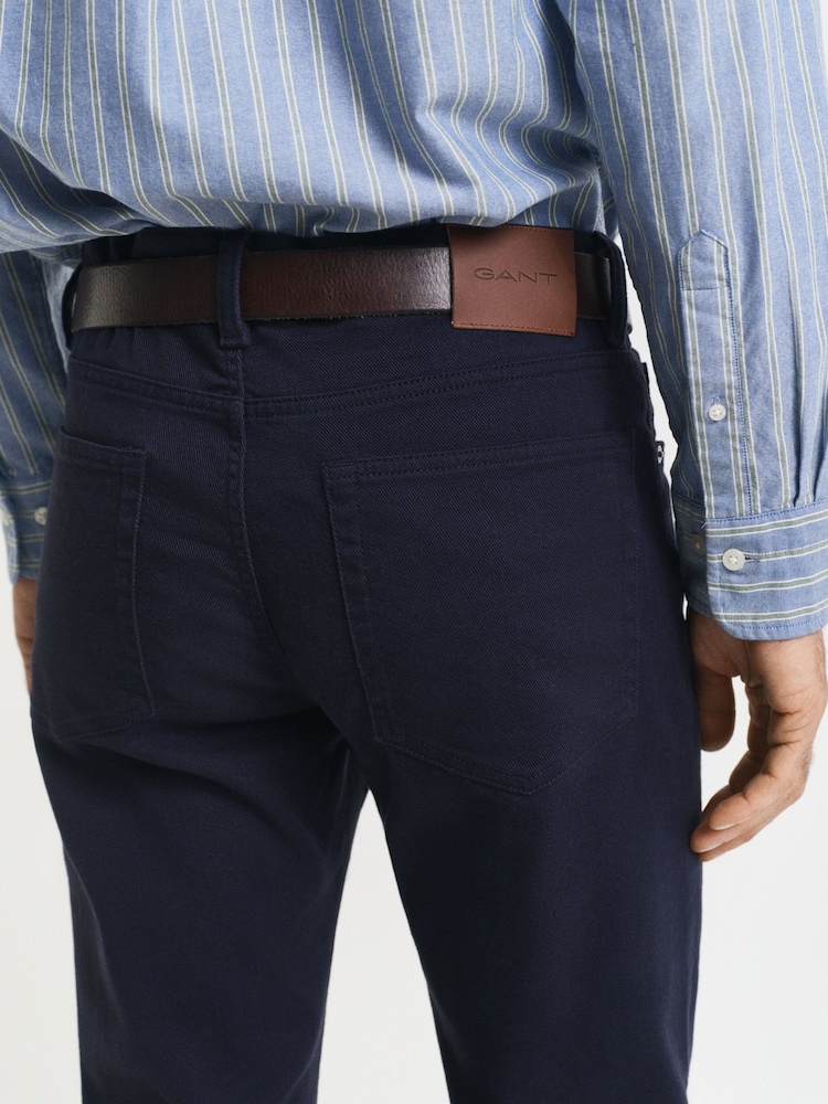 GANT Blue Regular Fit Soft Twill Stretch Cotton Jeans - Image 5 of 5