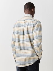 GANT Blue Flannel Neppy Stripe Shirt - Image 3 of 6
