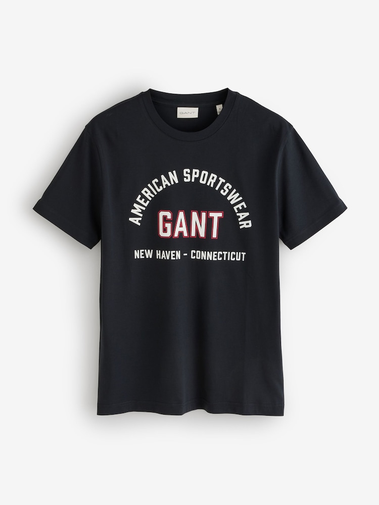 GANT Black Graphic Print T-Shirt - Image 1 of 3 GANT Black Graphic Print T-Shirt - Image 1 of 3