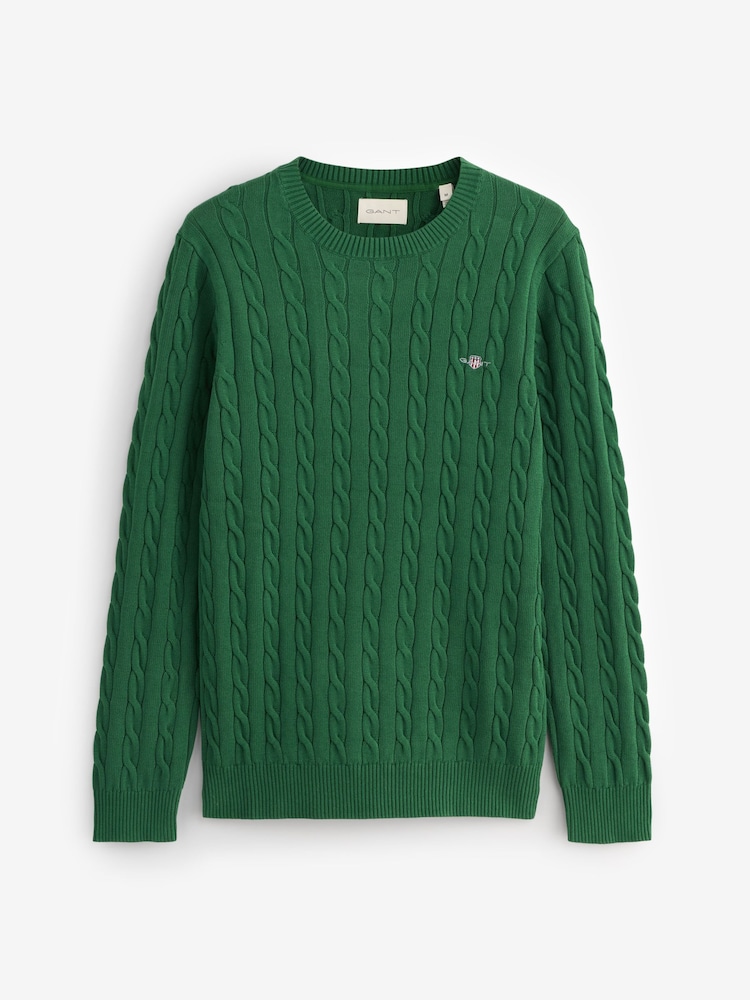 GANT Green Cable Crew Neck Jumper - Image 5 of 5 GANT Green Cable Crew Neck Jumper - Image 5 of 5