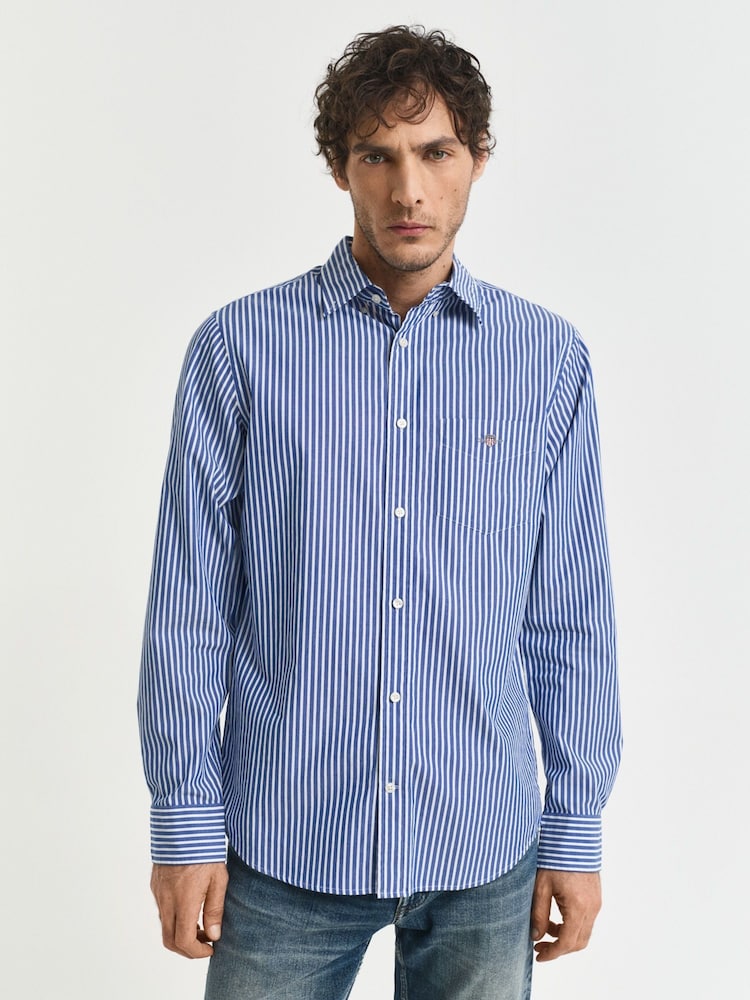 GANT Blue Classic Stripe Poplin Shirt - Image 1 of 6