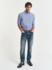 GANT Blue Classic Stripe Poplin Shirt - Image 3 of 6
