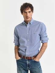 GANT Blue Classic Stripe Poplin Shirt - Image 4 of 6