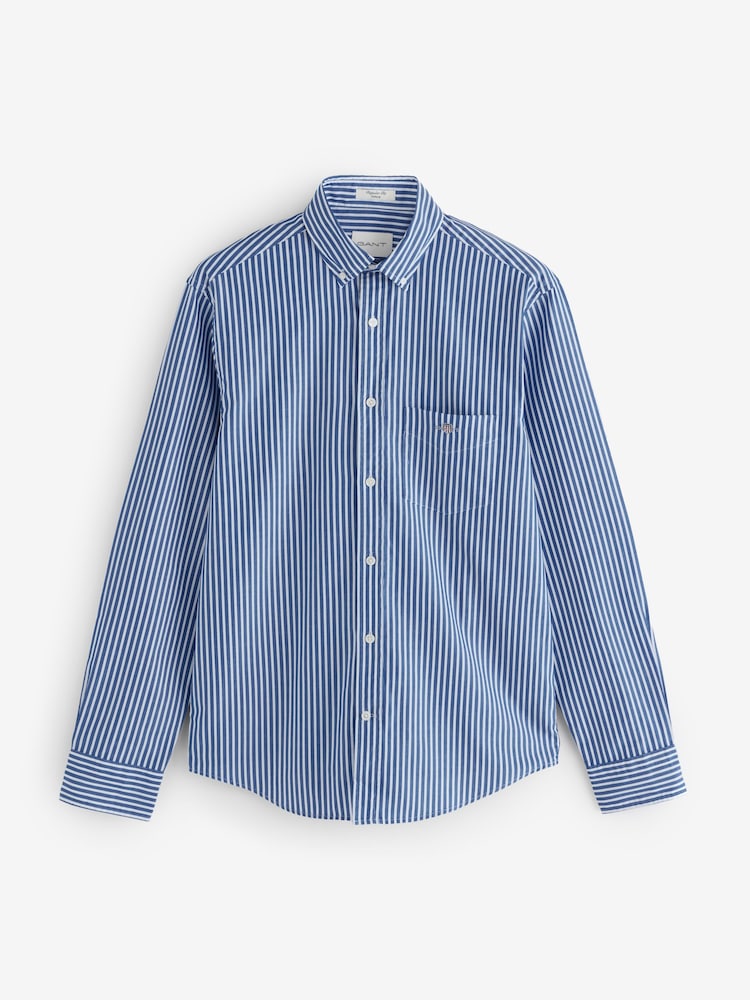 GANT Blue Classic Stripe Poplin Shirt - Image 6 of 6
